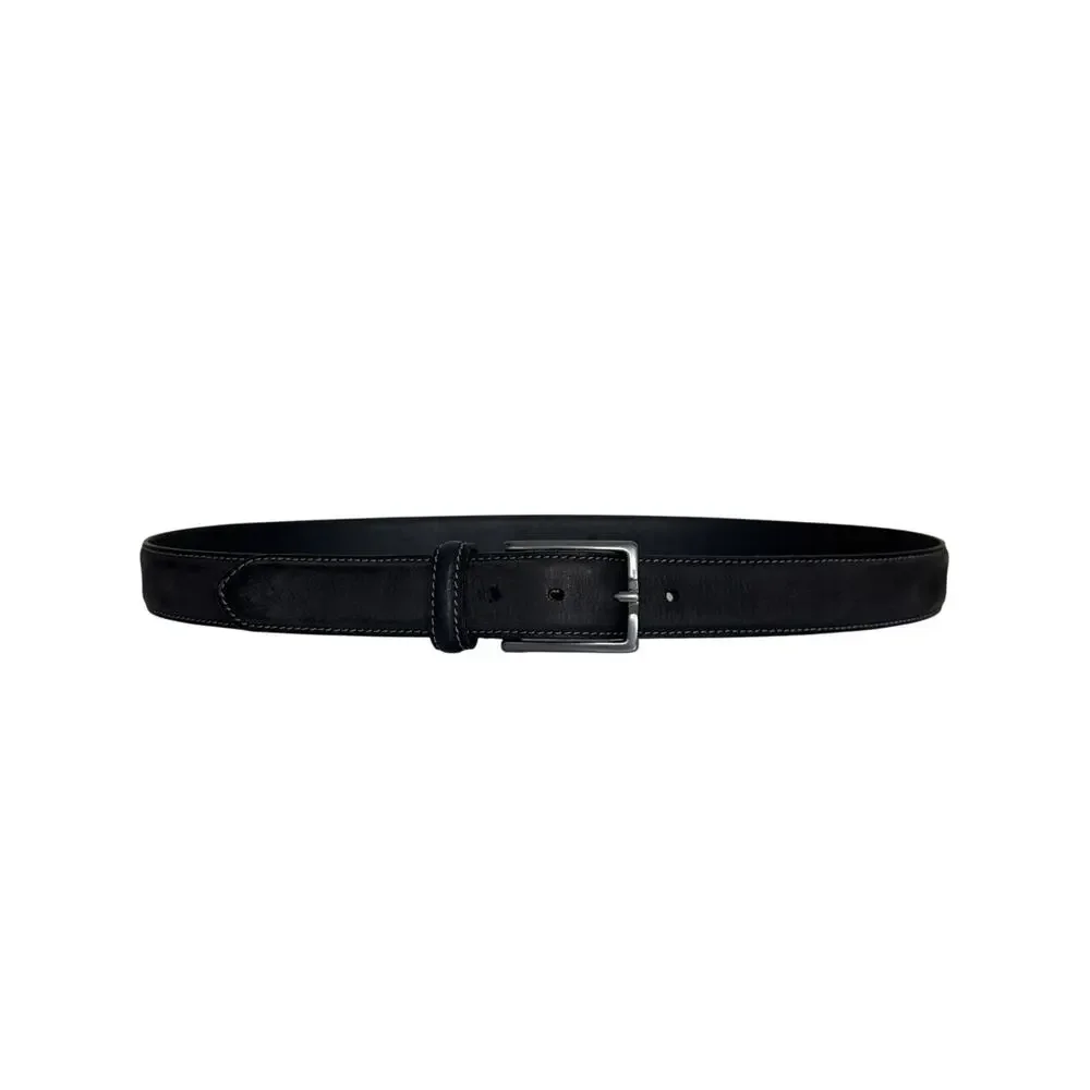 James Campbell Men’s Leather Belt Dark Gray Size 38 Silver Buckle